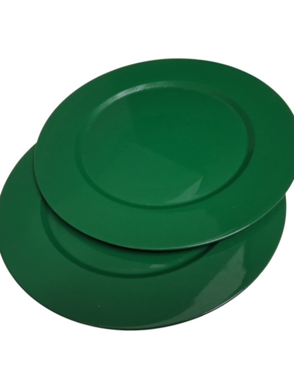 Set of 2 Metallic Green Lacquer Charger Plates - Holiday Table Decor